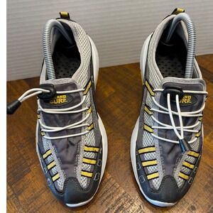 Island Surf Co Mens Water Shoes Grey Yellow Mesh Bungee Toggle Size 7.5